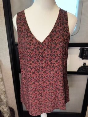 Amazon Essentials Women's Floral V-Neck Tank Top - Pink & Brown